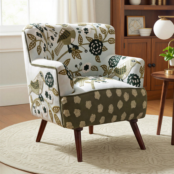 LR Home Matilda 46223 Green Ivory Accent Chair