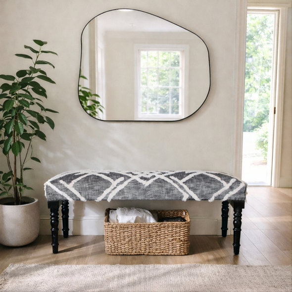 LR Home Alexei 99067 Black Gray Accent Bench