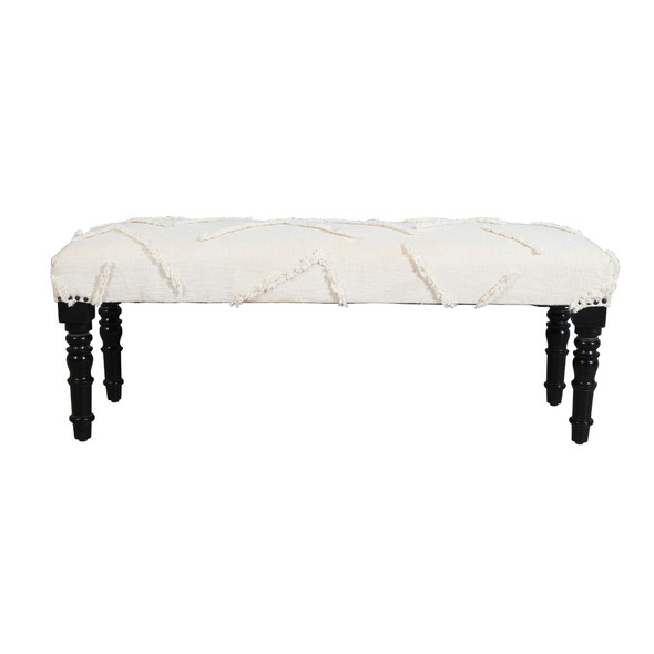 LR Home Anastasia 99018 Cream Black Accent Bench