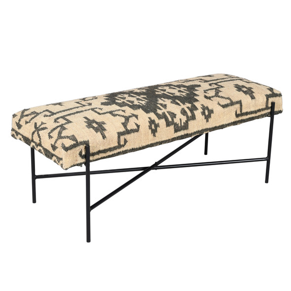 LR Home Barkley 03185 Black Cream Accent Bench