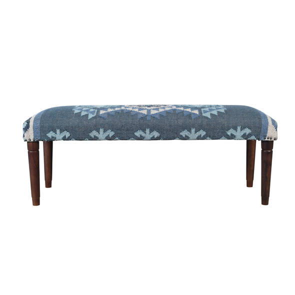 LR Home Plush 46120 Blue Ivory Accent Bench
