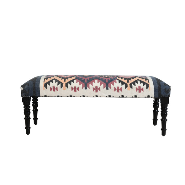 LR Home Reno 99014 Blue Multi Accent Bench
