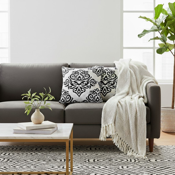 LR Home Lenore 07756 White Black Pillow