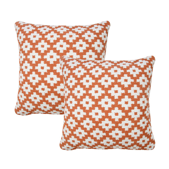 LR Home Leonard 07760 Orange White Pillow