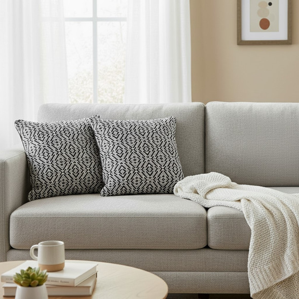 LR Home Liora 07776 Black White Pillow