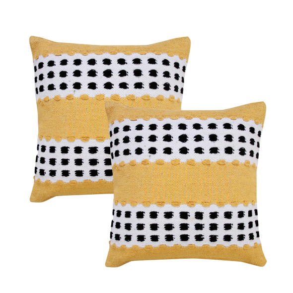 LR Home Lorena 07789 Yellow Black White Pillow