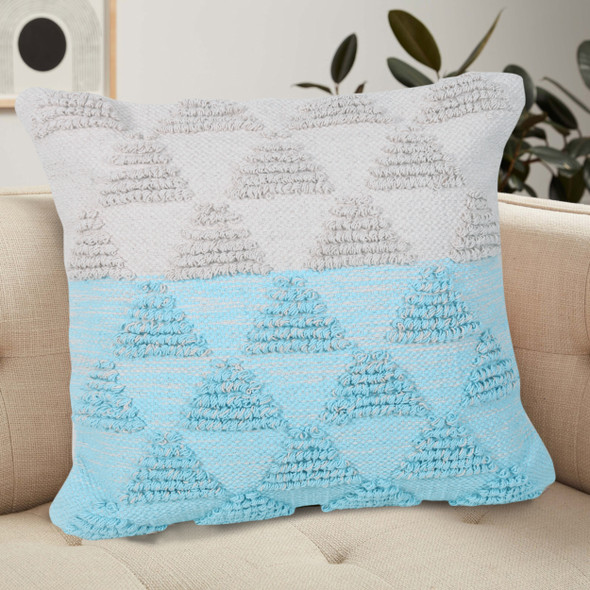 LR Home Luxe 07835 Bright Blue Off-White Pillow