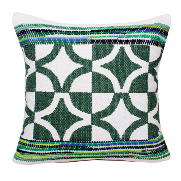 LR Home Mindy 07744 Green White Blue Pillow