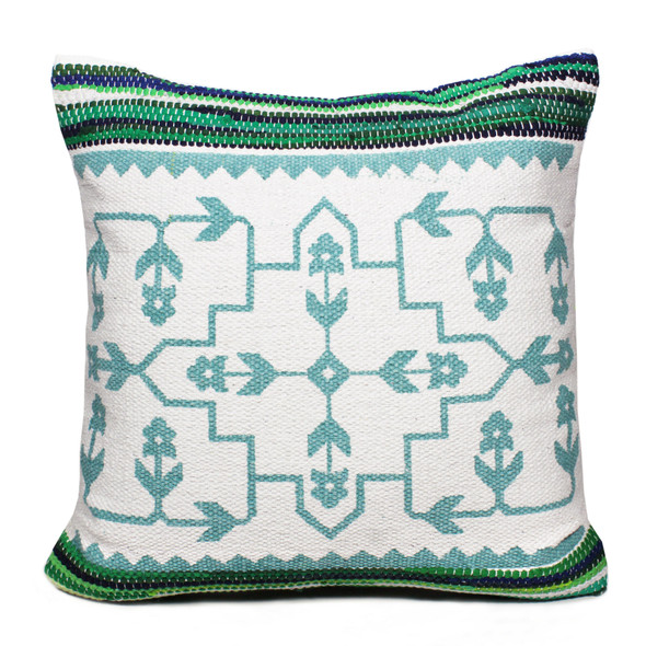 LR Home Mindy 07746 Green White Blue Pillow