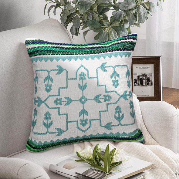 LR Home Mindy 07746 Green White Blue Pillow
