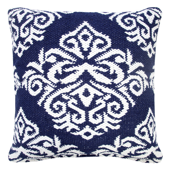 LR Home Modern Motif 07757 Blue White Pillow