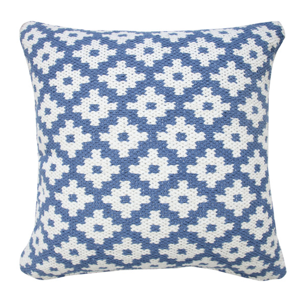 LR Home Modern Motif 07759 Blue White Pillow