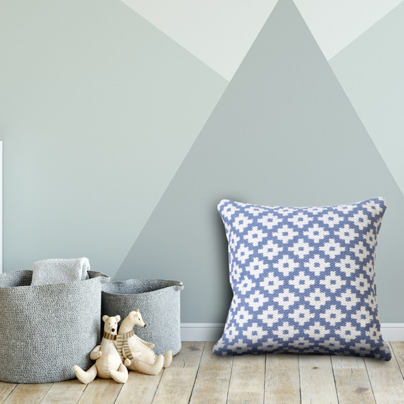 LR Home Modern Motif 07759 Blue White Pillow
