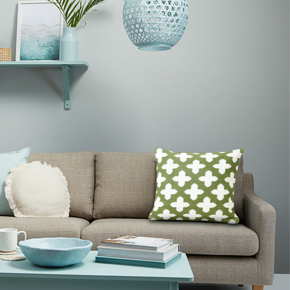 LR Home Modern Motif 07762 Green White Pillow