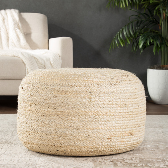 Jaipur Saba SAA15 Ivory White Pouf