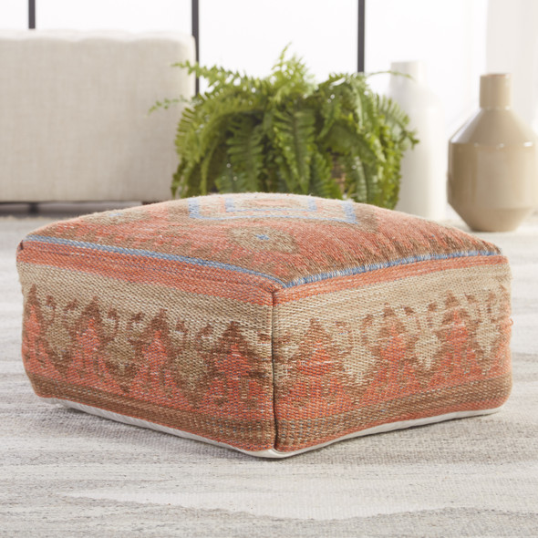 Jaipur Sundial SND01 Orange Pouf