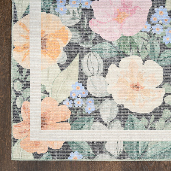 Nourison Botanical Washables BOT01 Charcoal Multicolor Rug