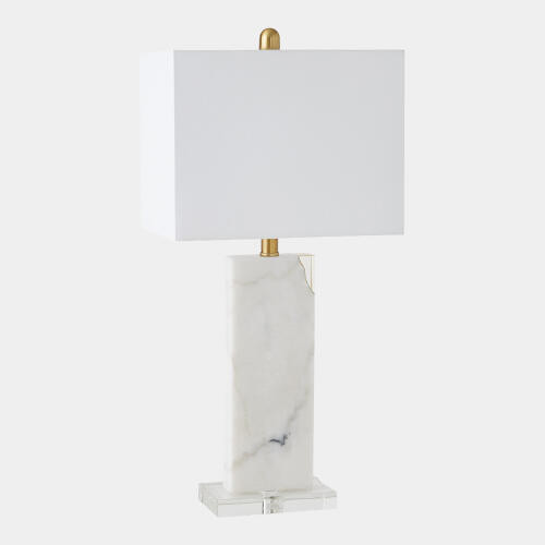 Global Views Stalwart Marble Crystal White Accent Table Lamp