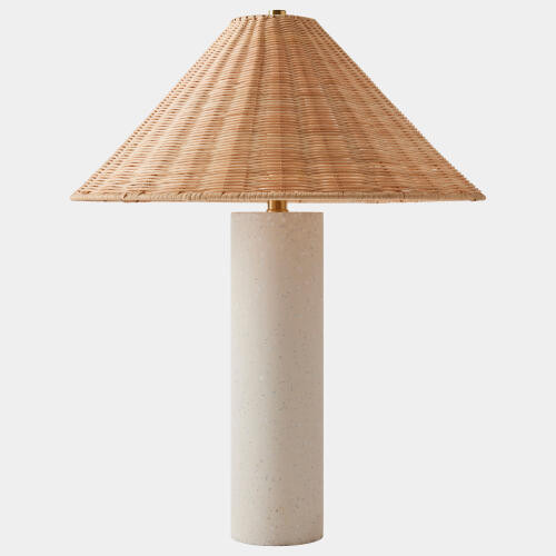 Global Views Renata Terrazzo with Rattan Shade Accent Table Lamp