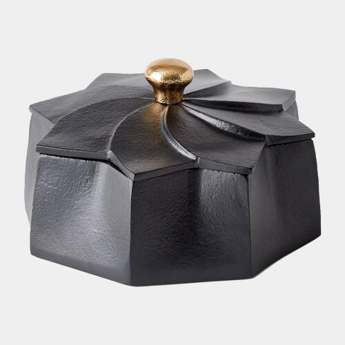 Global Views Milena Flower Black with Gold Knob Box