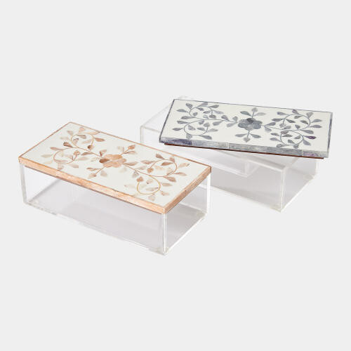 Global Views Lacey Inlay Box Rectangle Brown Cream Box
