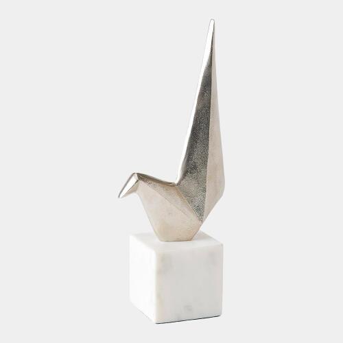 Global Views Sitting Origami Bird Nickel Decorative Sculpture