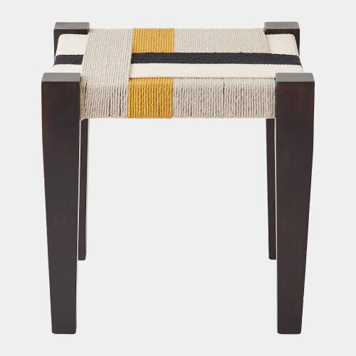 Global Views Fiori Black Gray White Yellow Stool