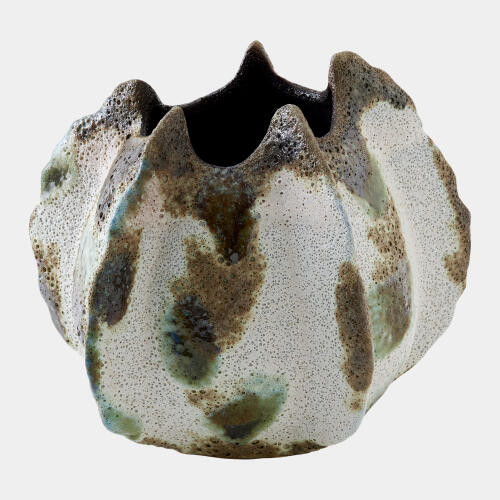 Global Views Ceramic Pinched Green Vase