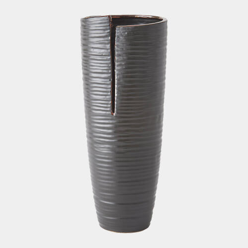 Global Views Split Vase Metallic Black Vase