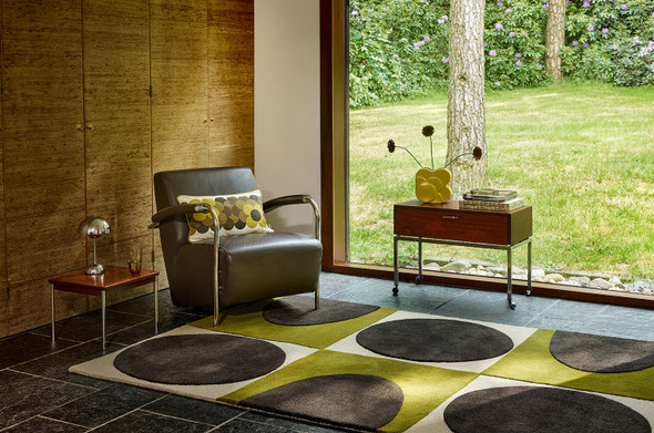 Orla Kiely 157907 Spot Square Walnut Lichen Rug