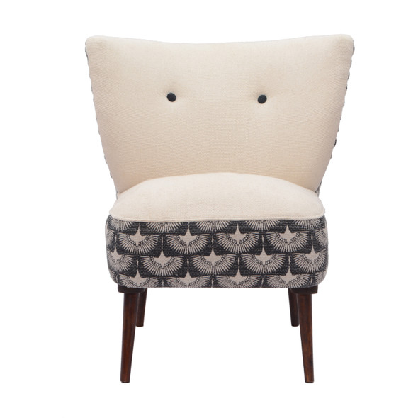 LR Home Alen 02853 White Black Accent Chair