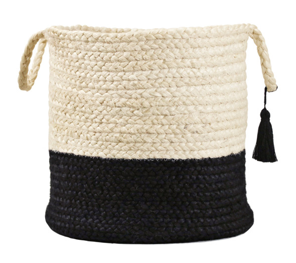 LR Home Baskets 16043 Bleached White Black Basket