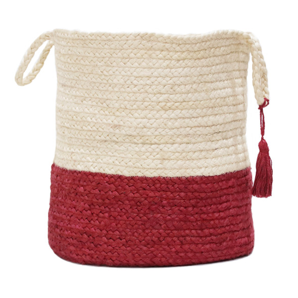 LR Home Baskets 16043 Bleached White Cranberry Red Basket