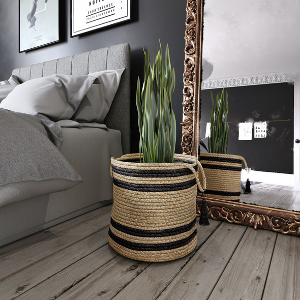 LR Home Baskets 16065 Tan Black Basket