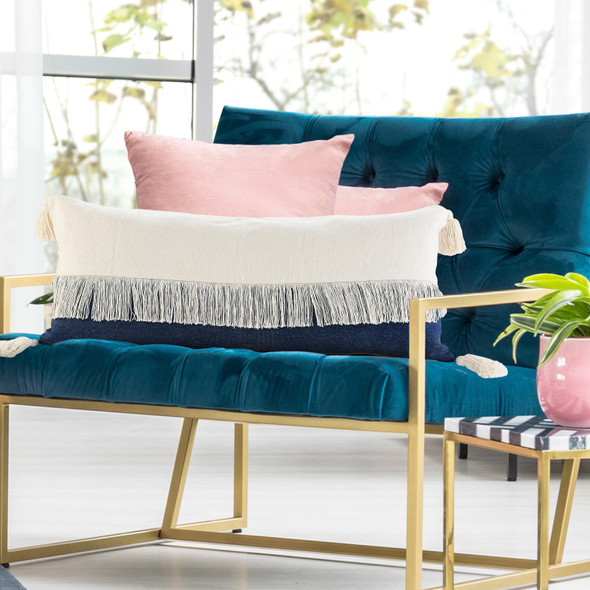 LR Home Carnival 07660 Denim Blue Off-White Throw Pillow