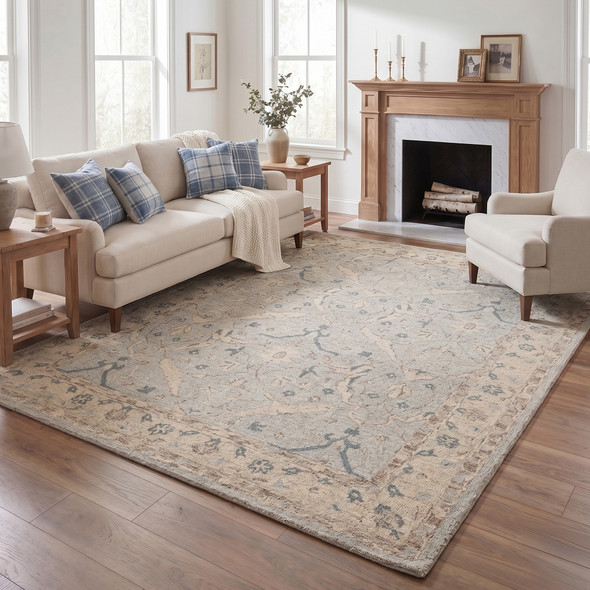 LR Home Ambrose 83107 Blue Cream Rug