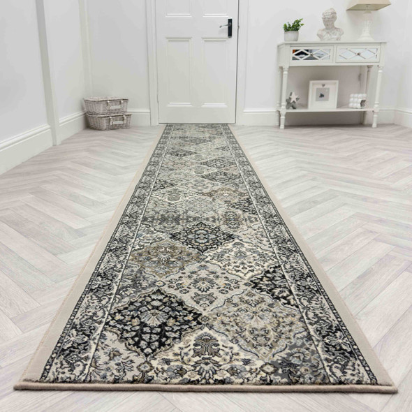 Dynamic Ancient Garden 57008 9696 Cream Grey Custom Runner - 26" Wide