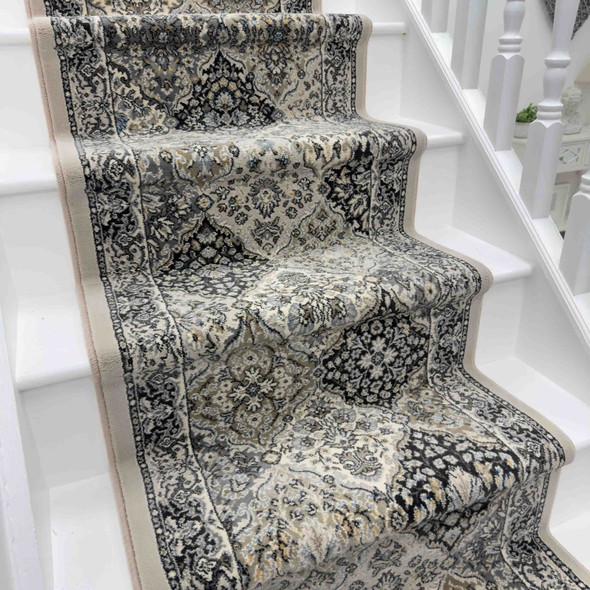 Dynamic Ancient Garden 57008 9696 Cream Grey Custom Runner - 26" Wide