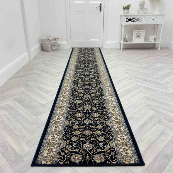 Dynamic Ancient Garden 57120 3464 Navy Custom Runner - 26" Wide