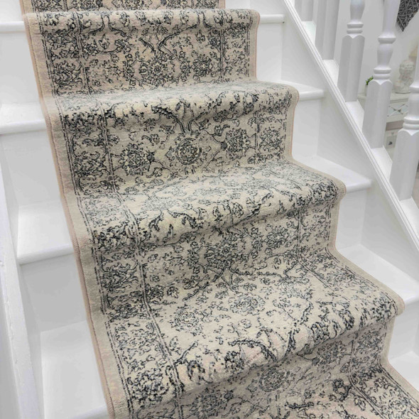 Dynamic Ancient Garden 57136 9696 Silver Grey Custom Runner - 26" Wide