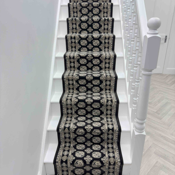 Dynamic Ancient Garden 57102 3636 Charcoal Silver Custom Runner - 31" Wide