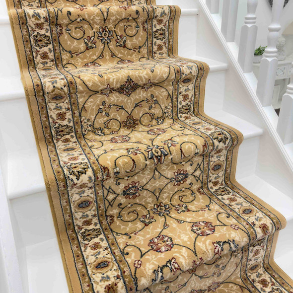 Dynamic Ancient Garden 57120 2464 Light Gold Ivory Custom Runner - 31" Wide