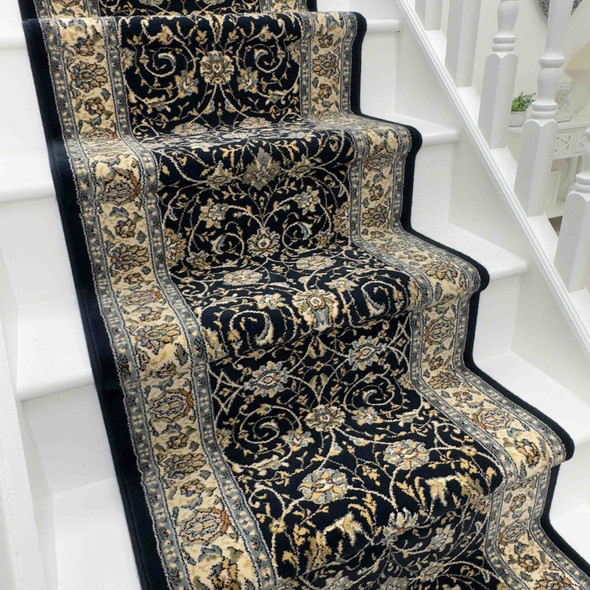 Dynamic Ancient Garden 57120 3464 Navy Custom Runner - 31" Wide