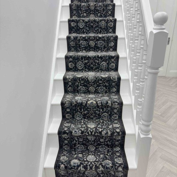 Dynamic Ancient Garden 57126 3636 Charcoal Silver Custom Runner - 31" Wide