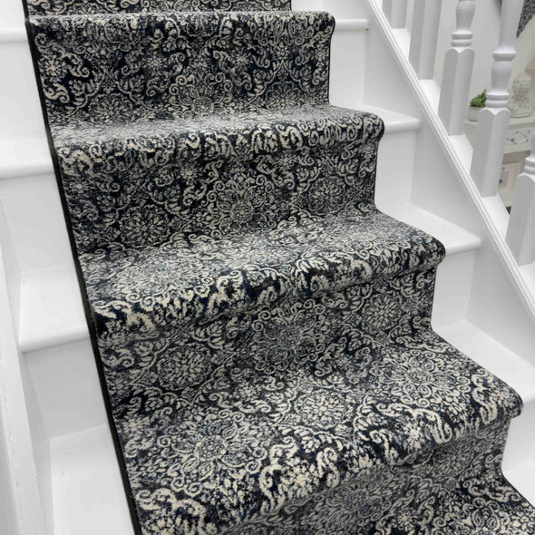 Dynamic Ancient Garden 57162 3696 Steel Blue Custom Runner - 31" Wide
