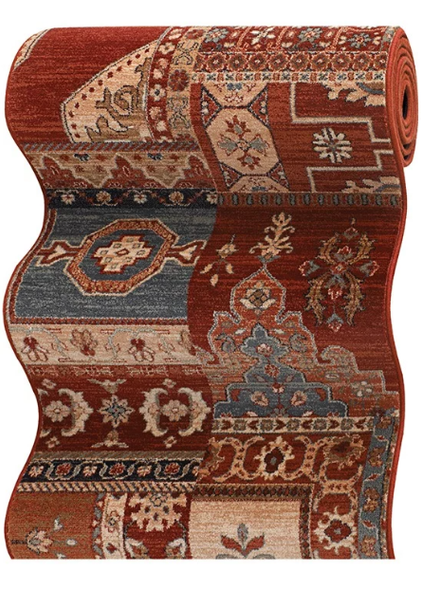 Couristan Timeless Treasures 4323/B300A Kerman Mosaic Burgundy Custom Runner - 31" Wide