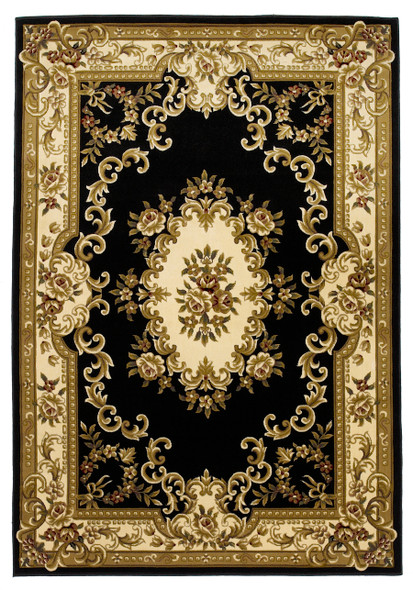 Corinthian 5310 Black/Ivory Aubusson Rug by Kas