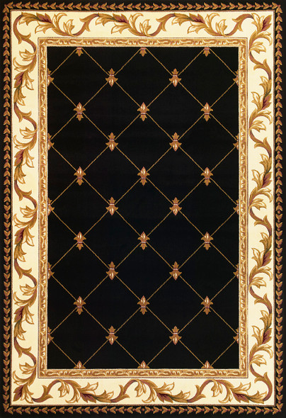 Corinthian 5321 Black Fleur De Lis Rug by Kas