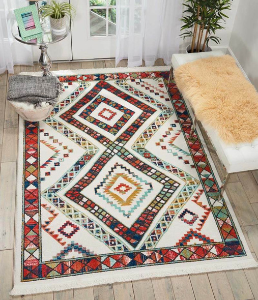 Nourison Navajo NAV02 White Rug