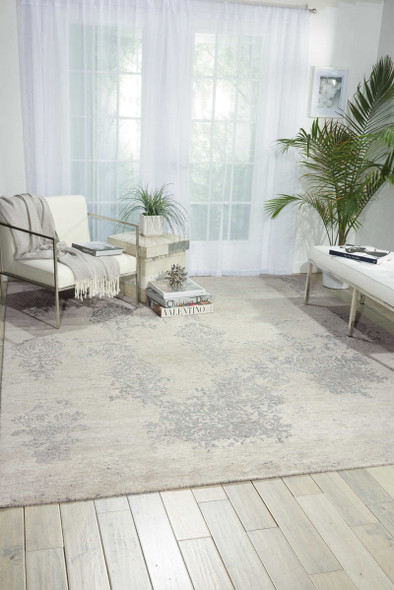 Nourison Silk Shadows SHA14 Ivory Silver Rug